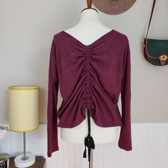Miss Me Maroon Embellished Metallic Long Sleeve - Picture 2 of 7
